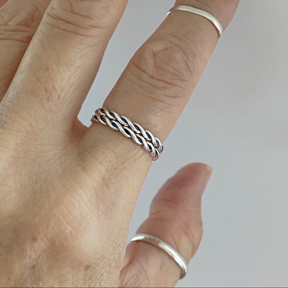 Sterling Silver Braided Band, Stackable Rings, Rope, Twist, Braid Ring, Wedding - Picture 12 of 12
